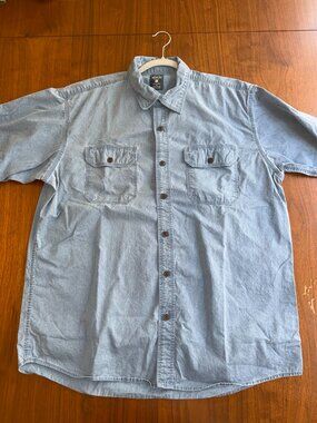 RedHead Men's Short Sleeve Blue Button-Down Work Shirt - Size Large